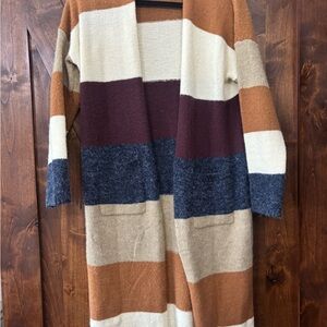 Fashion Nova Colorblock Cardigan in Brown and Cream